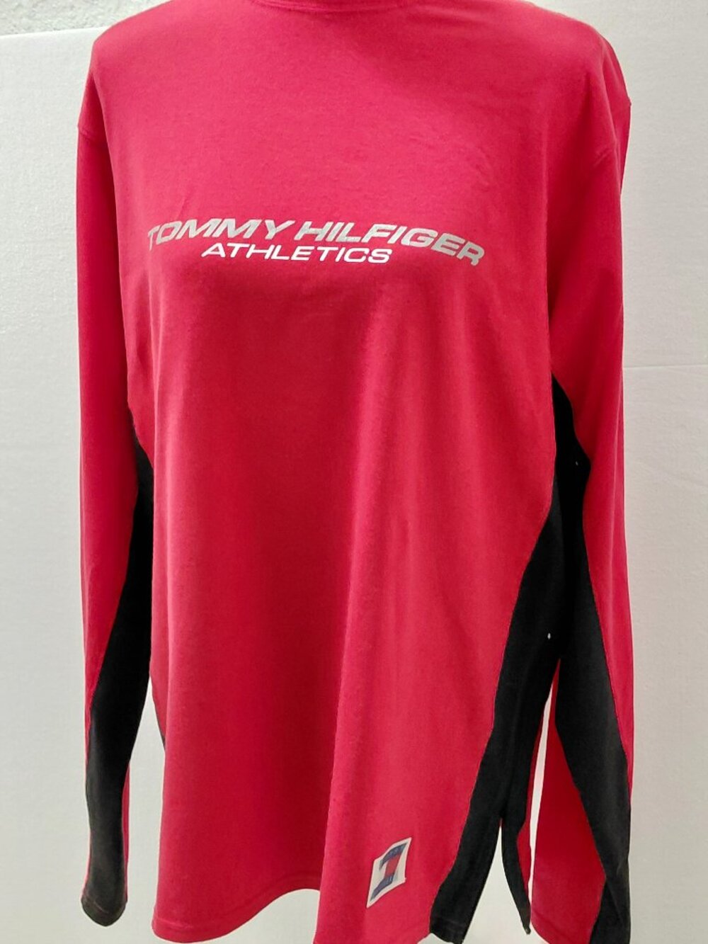 Vintage Y2K Tommy Hilfiger Long Sleeve T-Shirt Red L Spell Out 2000